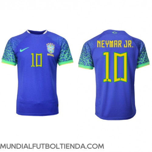 Camiseta Brasil Neymar Jr #10 Segunda Equipación Replica Mundial 2022 mangas cortas